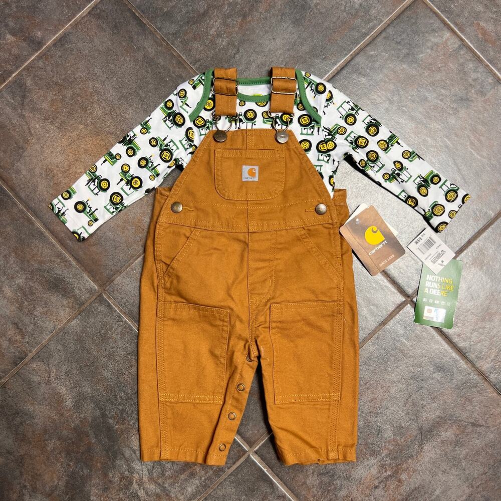 Carhartt boys overalls John Deere one piece set size 3m New